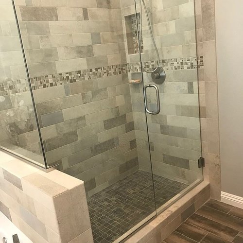 Modern shower installation in Highland, CA from Stafford's Discount Carpets